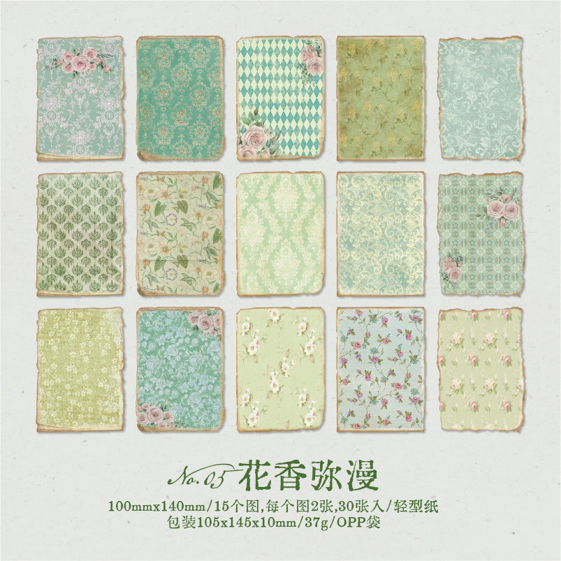30Pcs Floral Scrapbook Paper SJSP