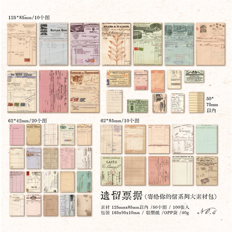 100pcs Vitnage Scrapbook Paper Pack JGNDX