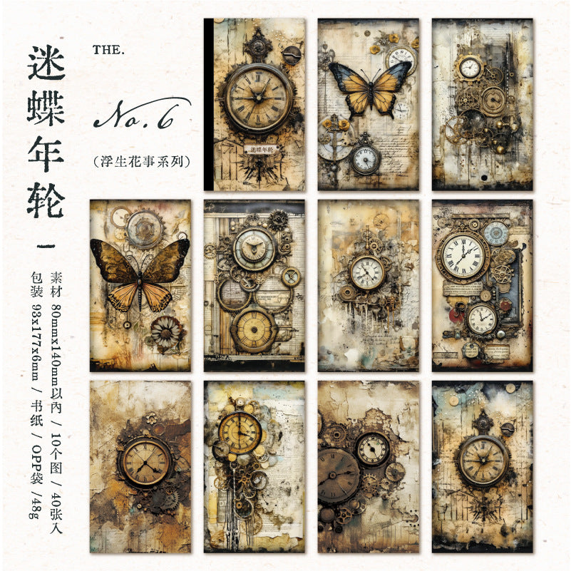 40pcs Vintage Flower Scrapbook Paper FSHS