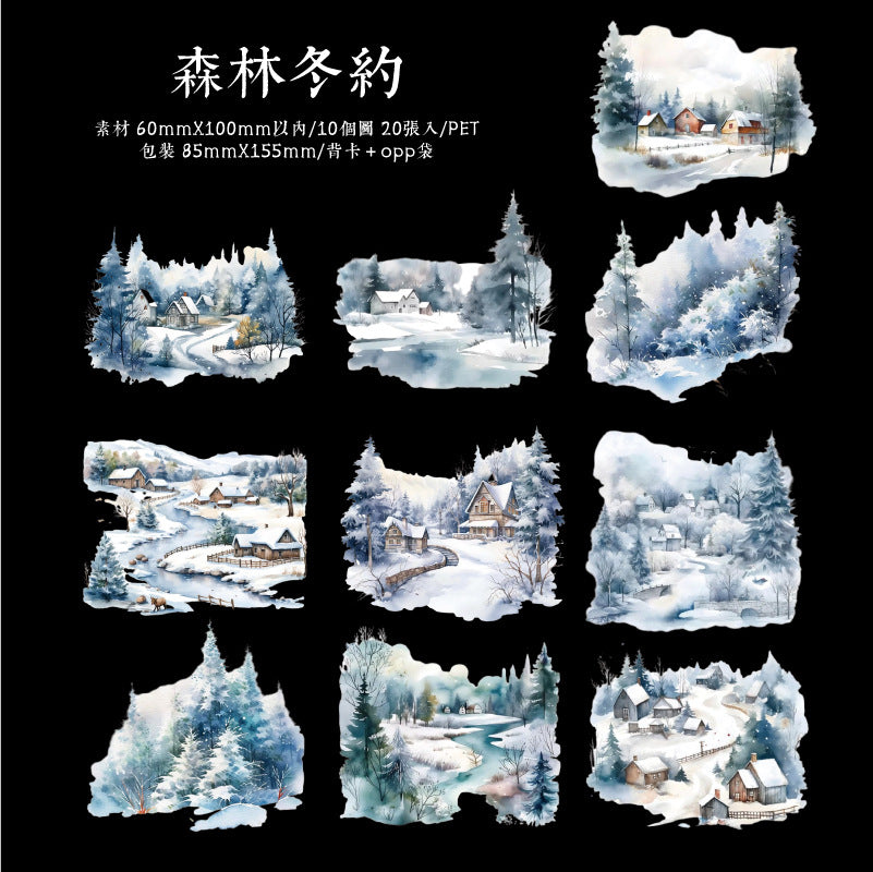 20Pcs Snow Theme PET Stickers LMDY