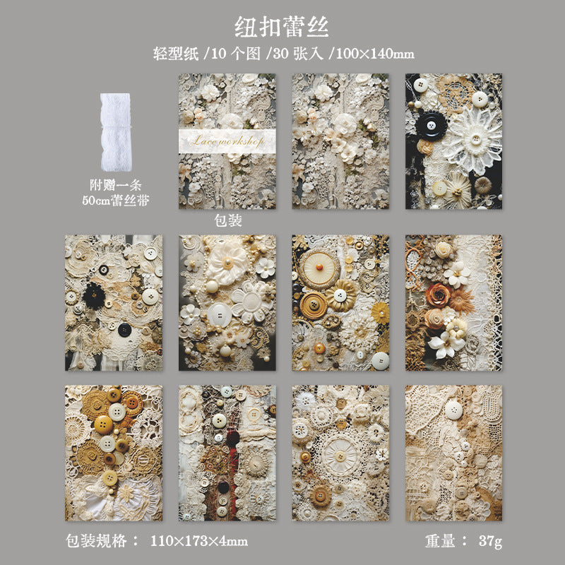 30 Pcs Floral Scrapbook Paper LMGF