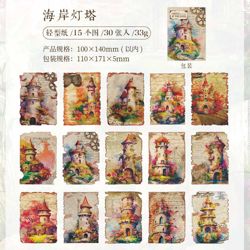 30 sheets Castle Scrapbook Paper JLDCB