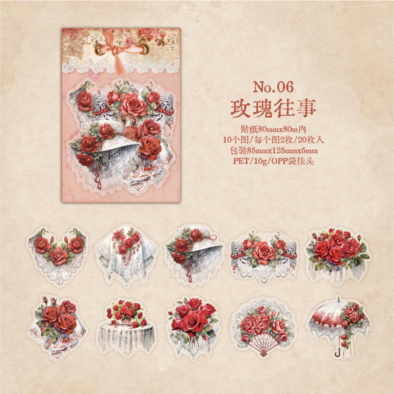 20Pcs Flower PET Stickers HXMMWH