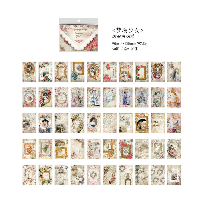 100 Sheets Vintage Scrapbook Paper SNHJ