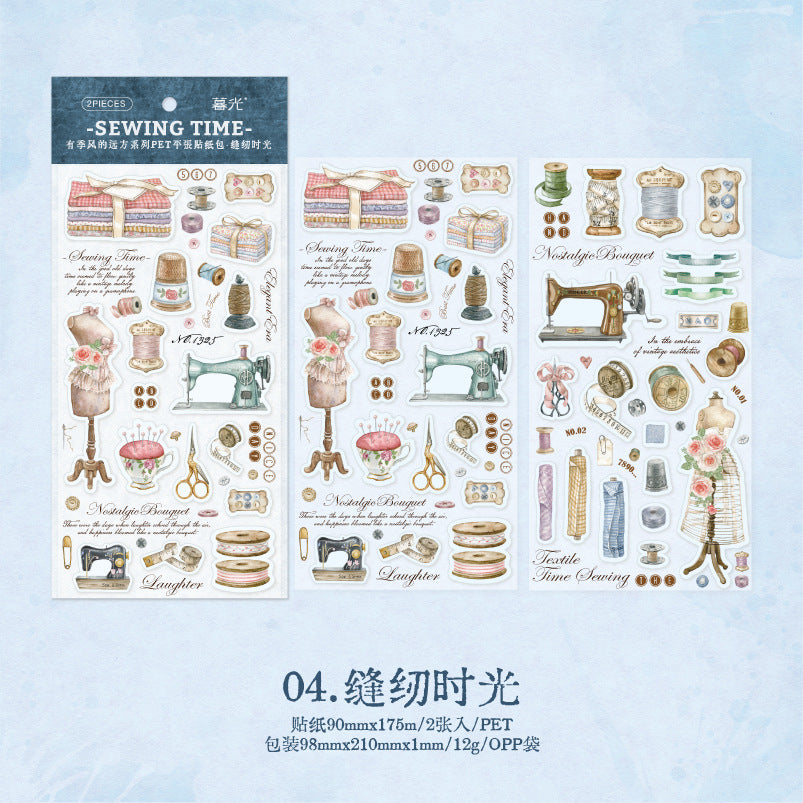 2 Pcs Vintage PET Stickers YJFDYF