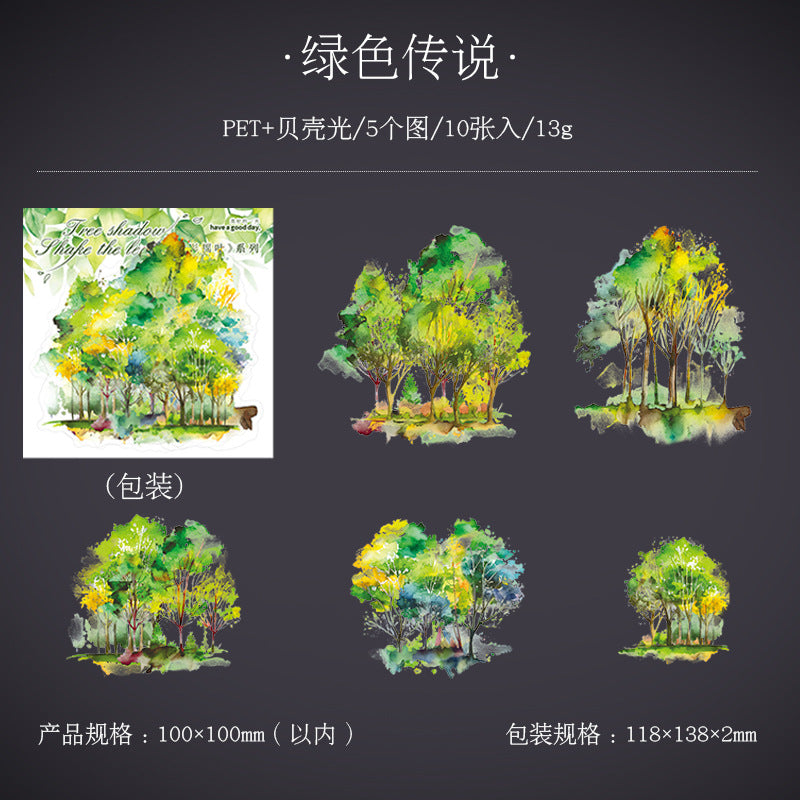 10pcs PET Tree Stickers SYYY