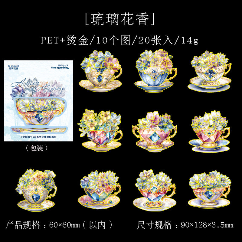 20pcs PET Flowers Stickers ANWH