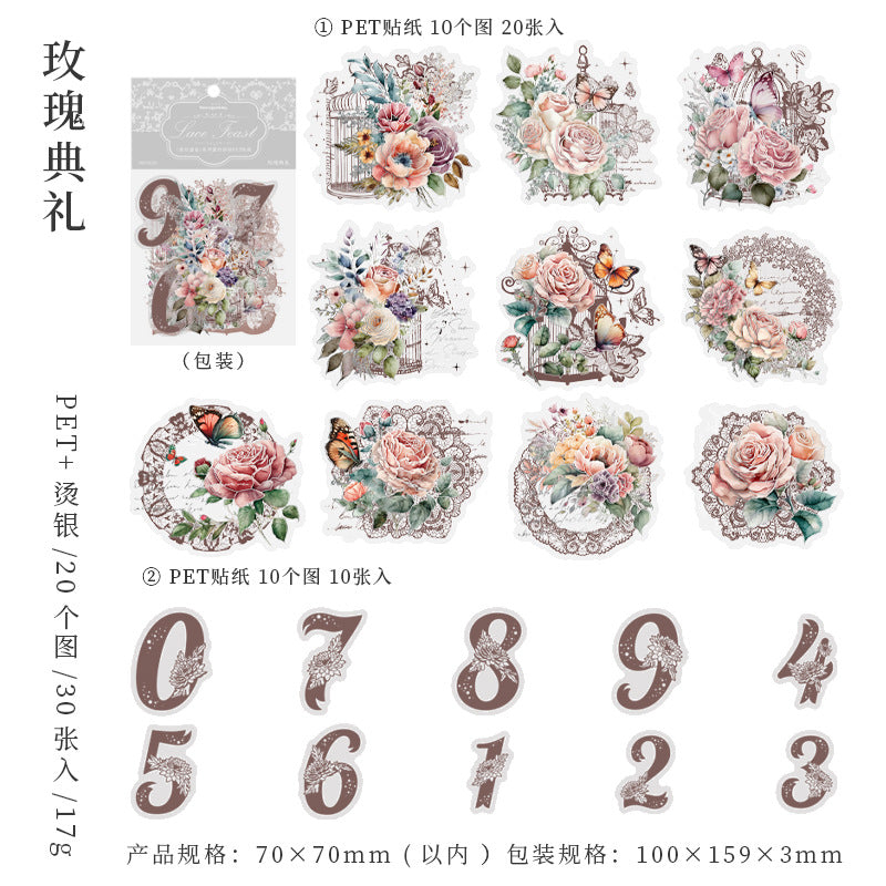 30pcs PET Flower Stickers LSSY