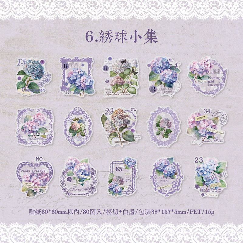 30 Pcs PET Flowers Stickers FHRM