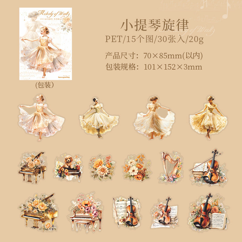 30 Pcs Dancing PET Stickers HEZXL