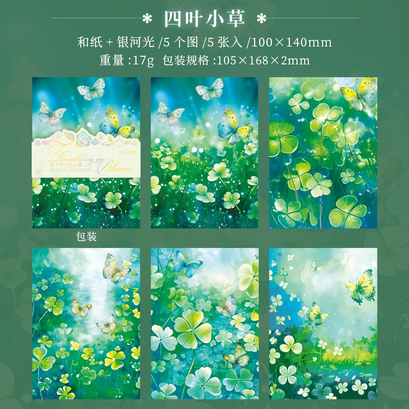 5 Pcs Flowers Washi Paper Stickers FHSS