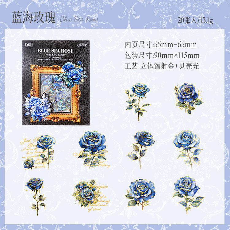 20pcs PET Rose Stickers MGHL