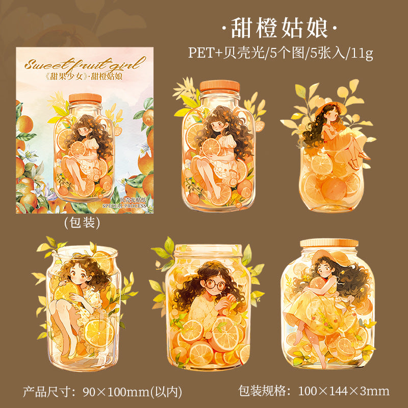 5 Pcs Bottle and Flowers PET Stickers TGSN