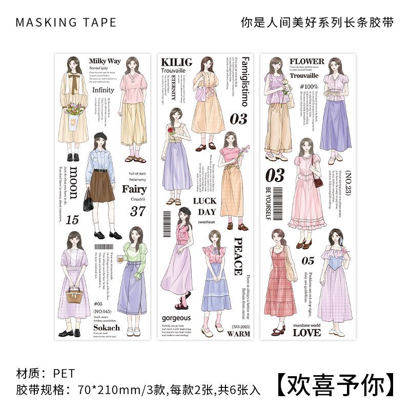 6pcs PET Stickers NSRJMH