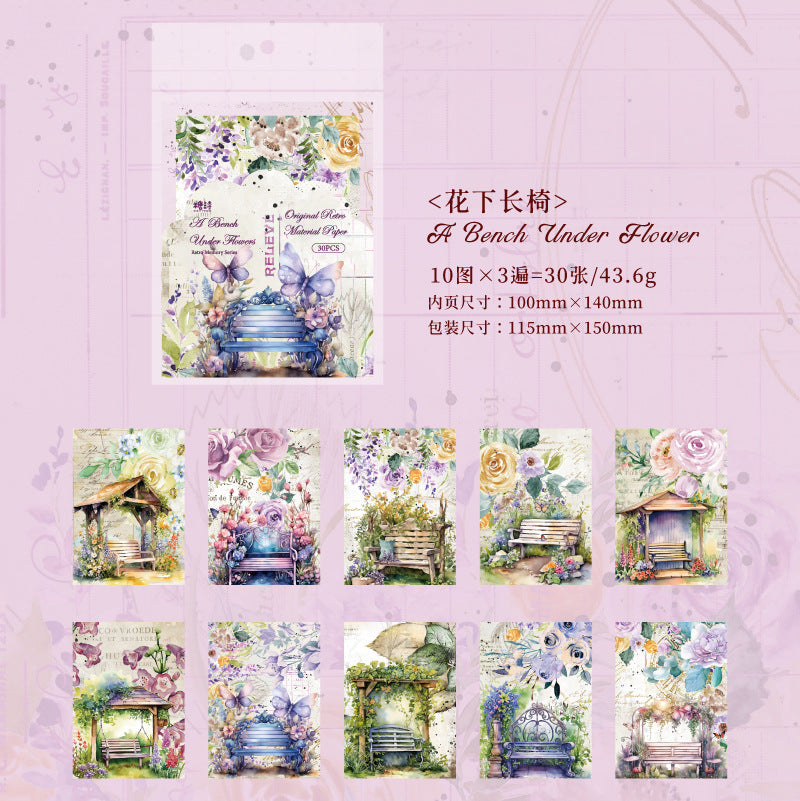 30Pcs Vintage Scrapbook Paper FGJY