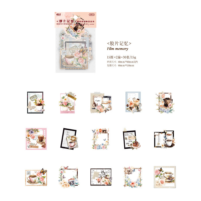 30pcs PET Coffee Stickers KFPTWY