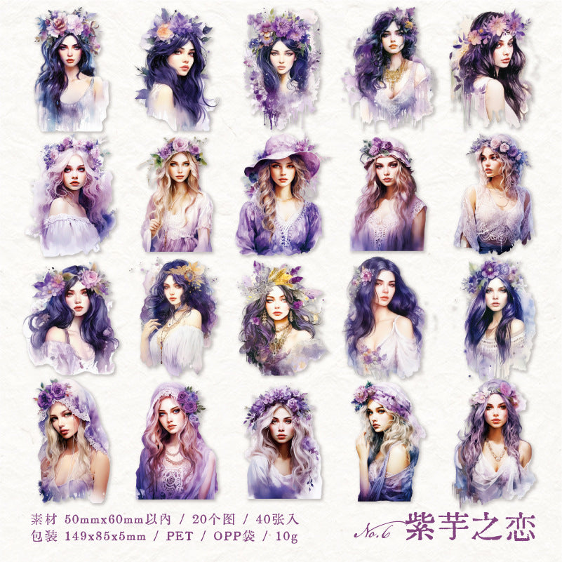 40 Pcs PET Ladies Stickers WFMM