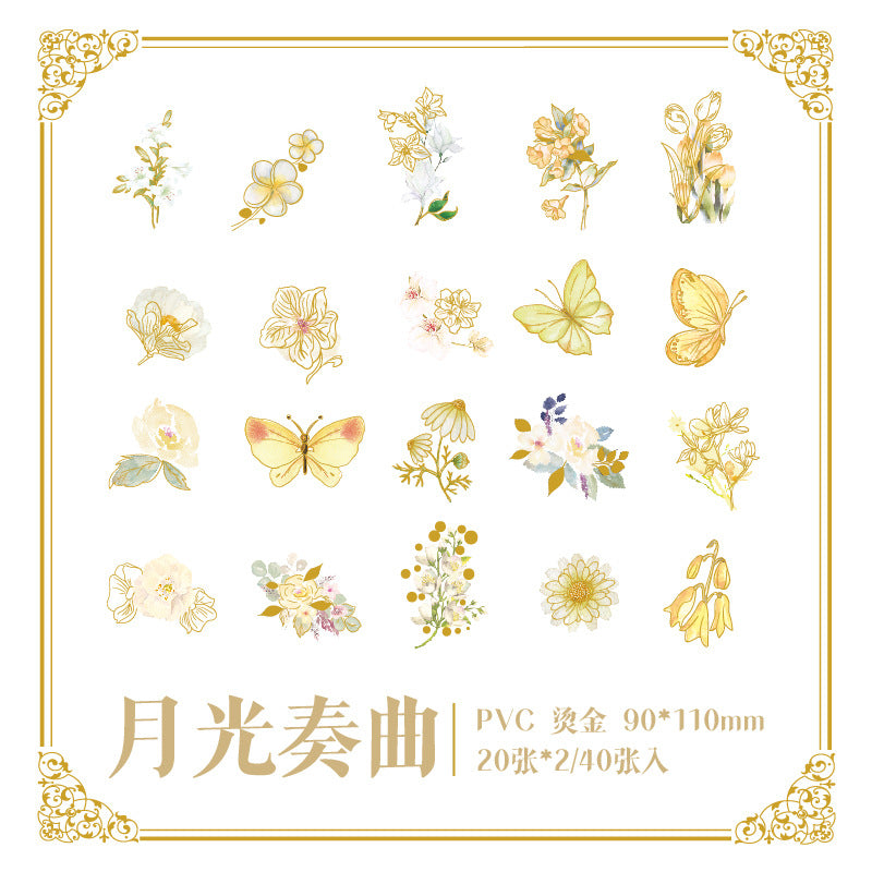 40pcs Flower PET Stickers HZYX