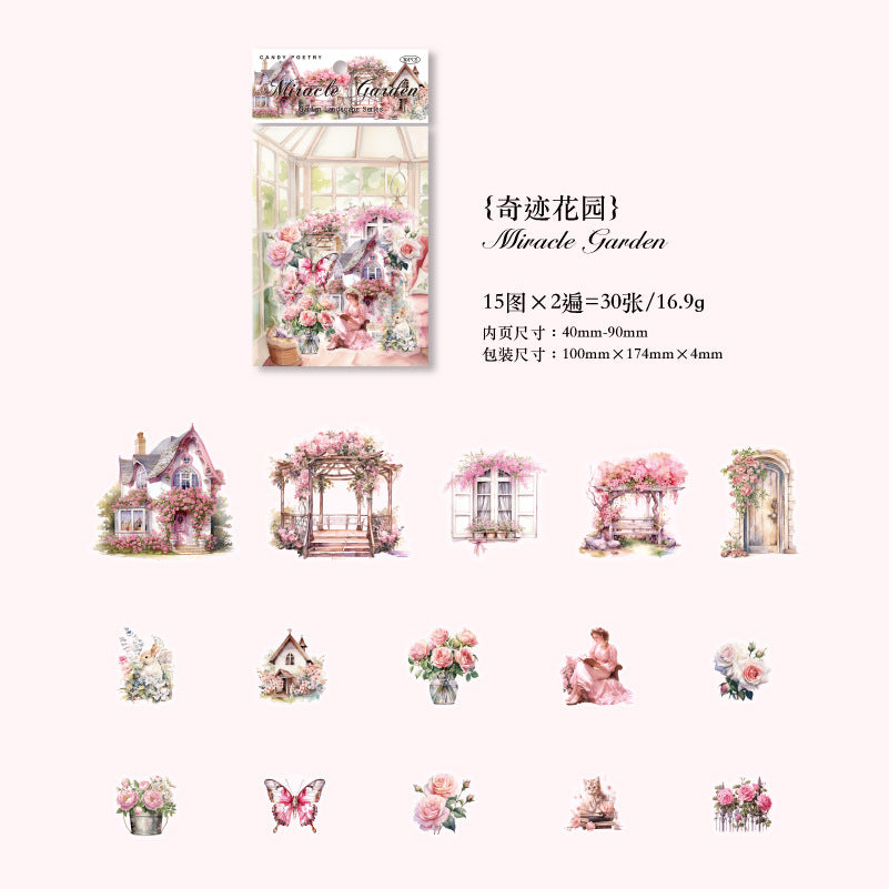 30 Pcs Garden Theme PET Stickers HYJGCS
