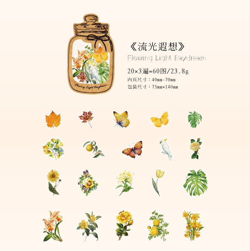 60Pcs PET Flower Stickers ZRWWPZ