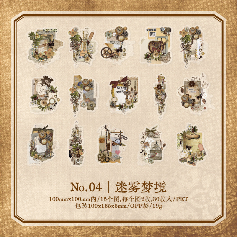30pcs Vintage Collage Stickers HXBJ