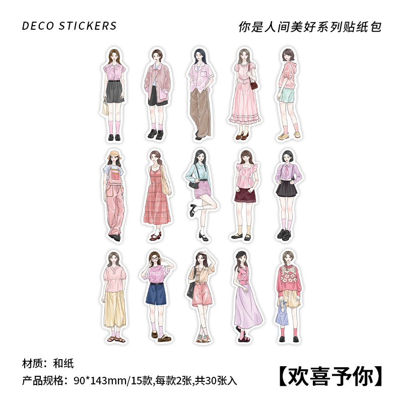 30pcs People Washi Stickers NRJMH