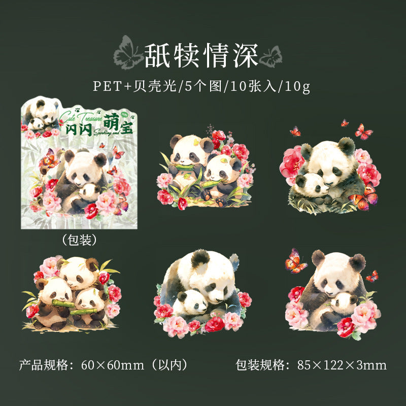 10pcs PET Panda Stickers SSMB