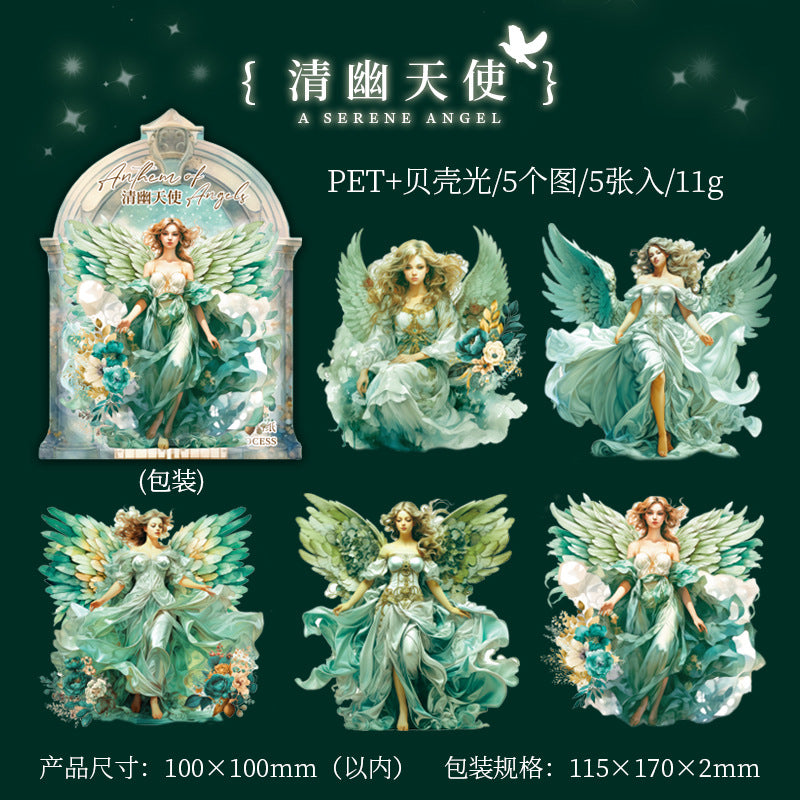 5 Pcs PET Angel Stickers TSSG