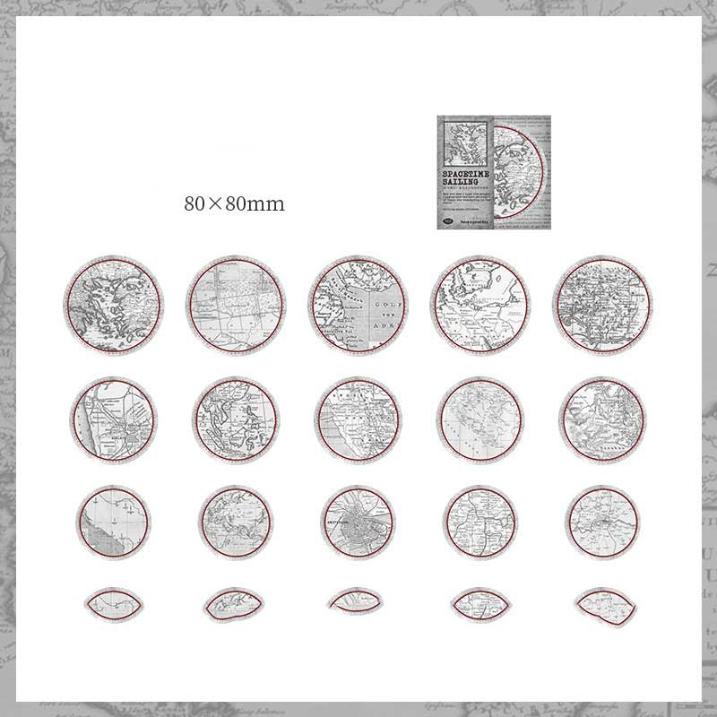 Sihon Map-Style Round Stickers