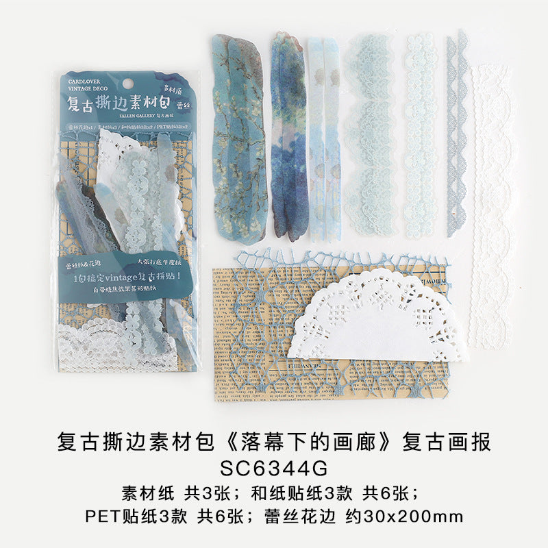 15pcs Vintage Lace Scrapbook Supplies Kit LMHL