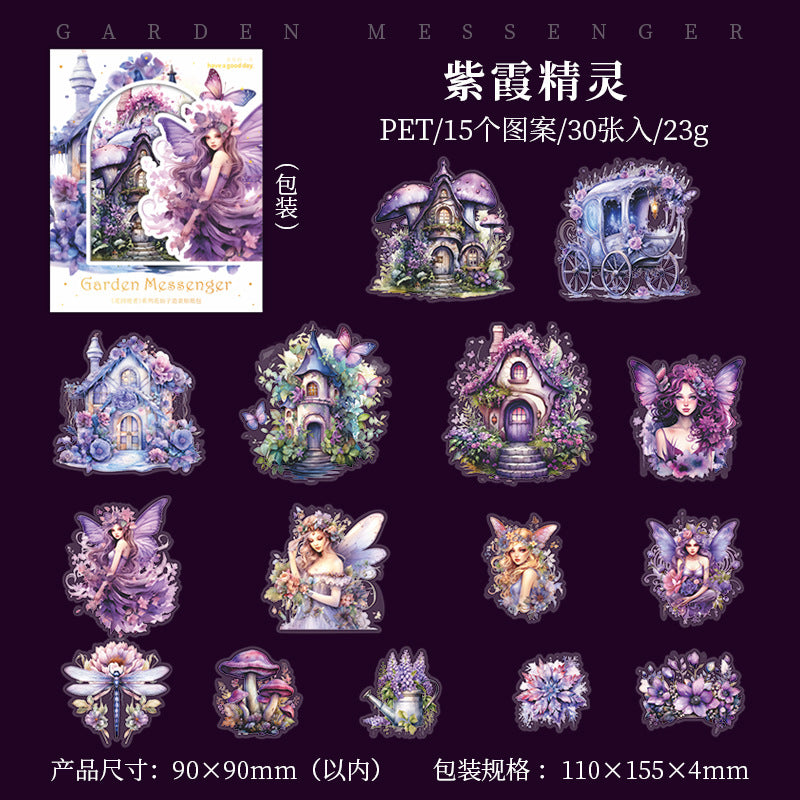 30 Pcs Flowers Fairy PET Stickers HYSZ
