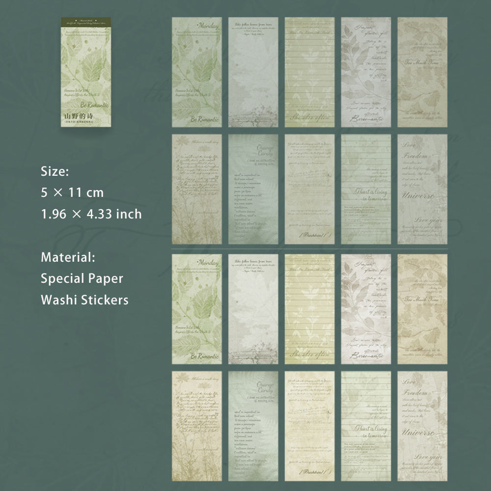 20 Sheets Vintage Washi Stickers and Paper SJPD