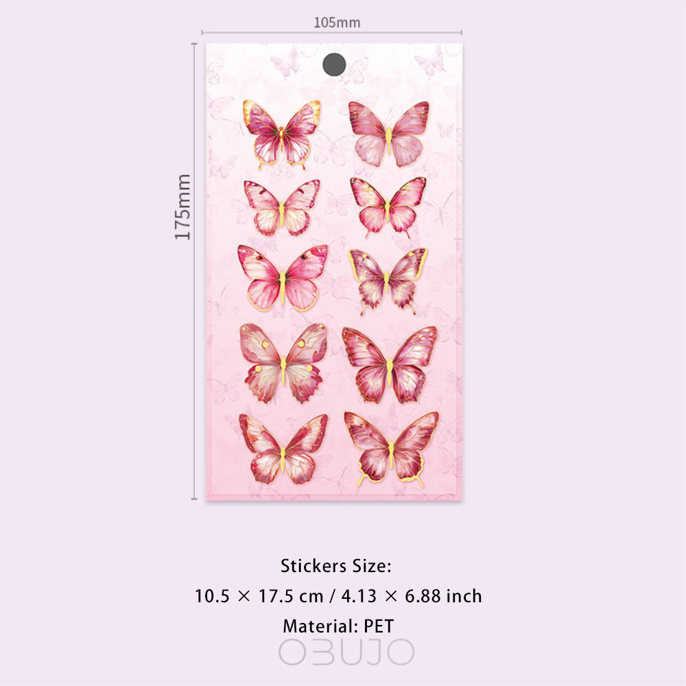 10 Pcs Glitter Butterfly Stickers MDHJ