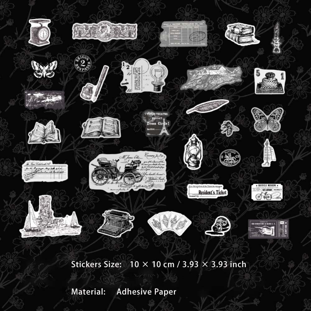 30 Pcs Vintage Scrapbook Stickers FZWR