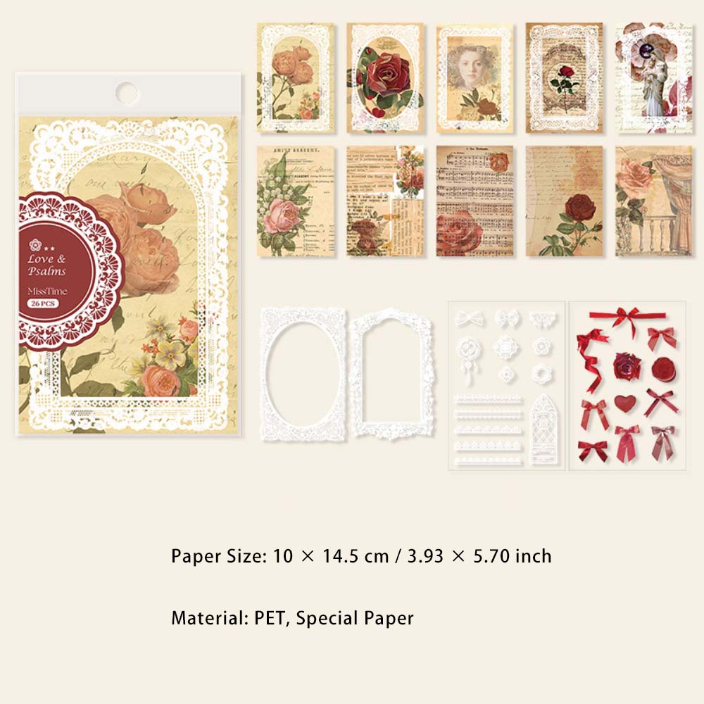 26 Pcs Scrapbook Paper and Stickers Kit LSTHJ