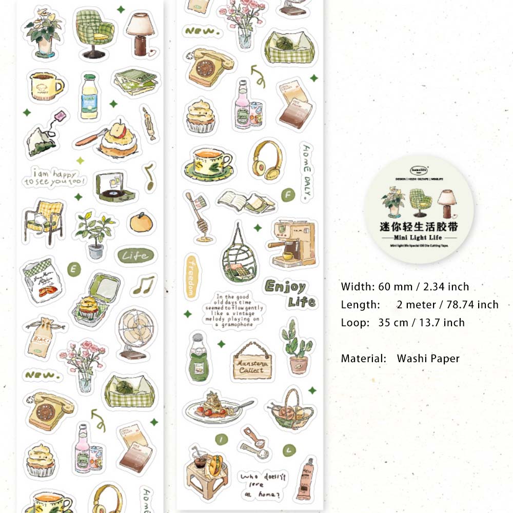 1 Roll Precut Food Drink Washi Stickers Tape MNQSH