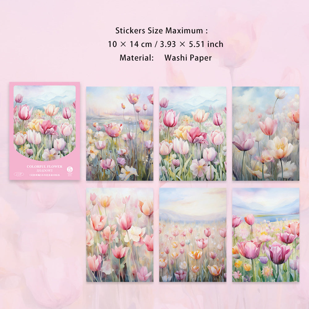 12 Sheets Flower Washi Stickers HYBL