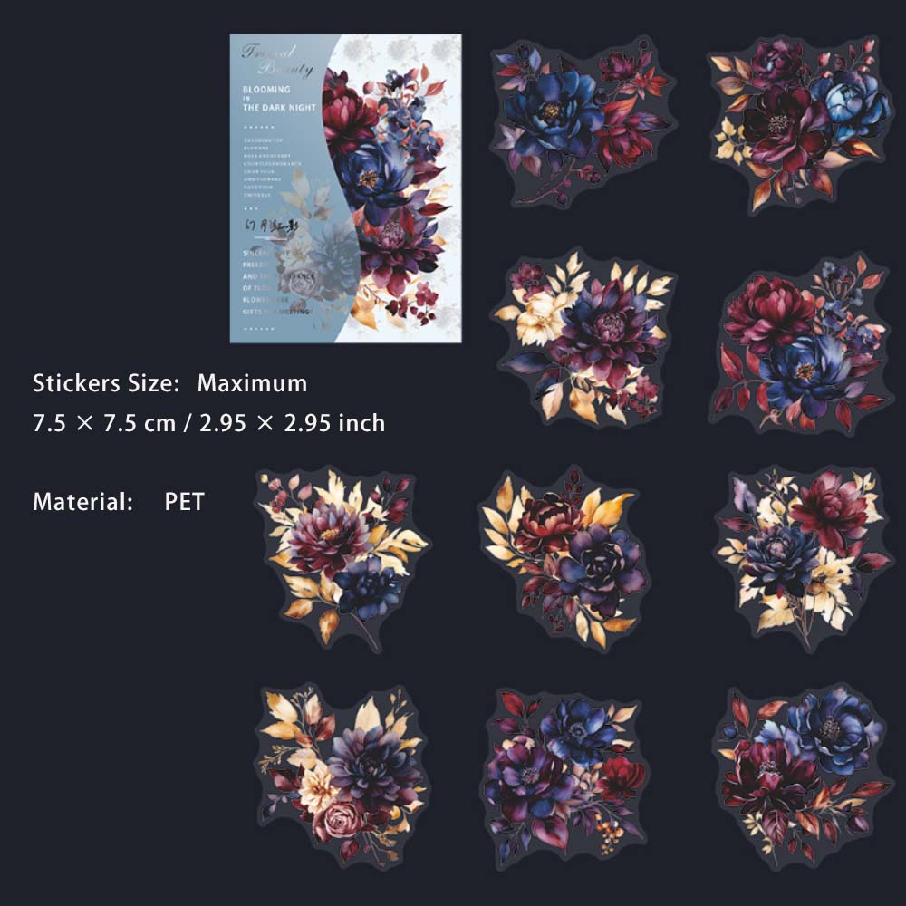 20 Pcs Gothic Flower PET Stickers AYZF