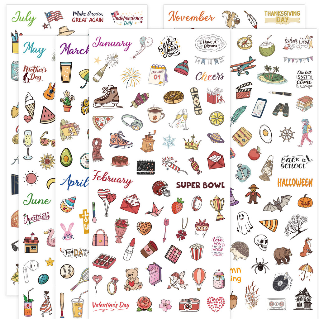 365+ Pcs Daily Planner Stickers, 6 Sheets