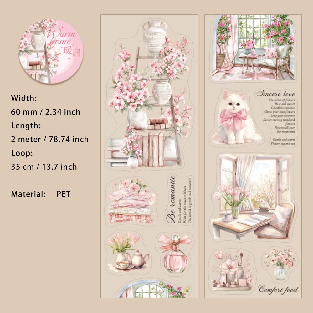 1 Roll Home Decoration Theme Pre-cut Stickers Tape NJXL