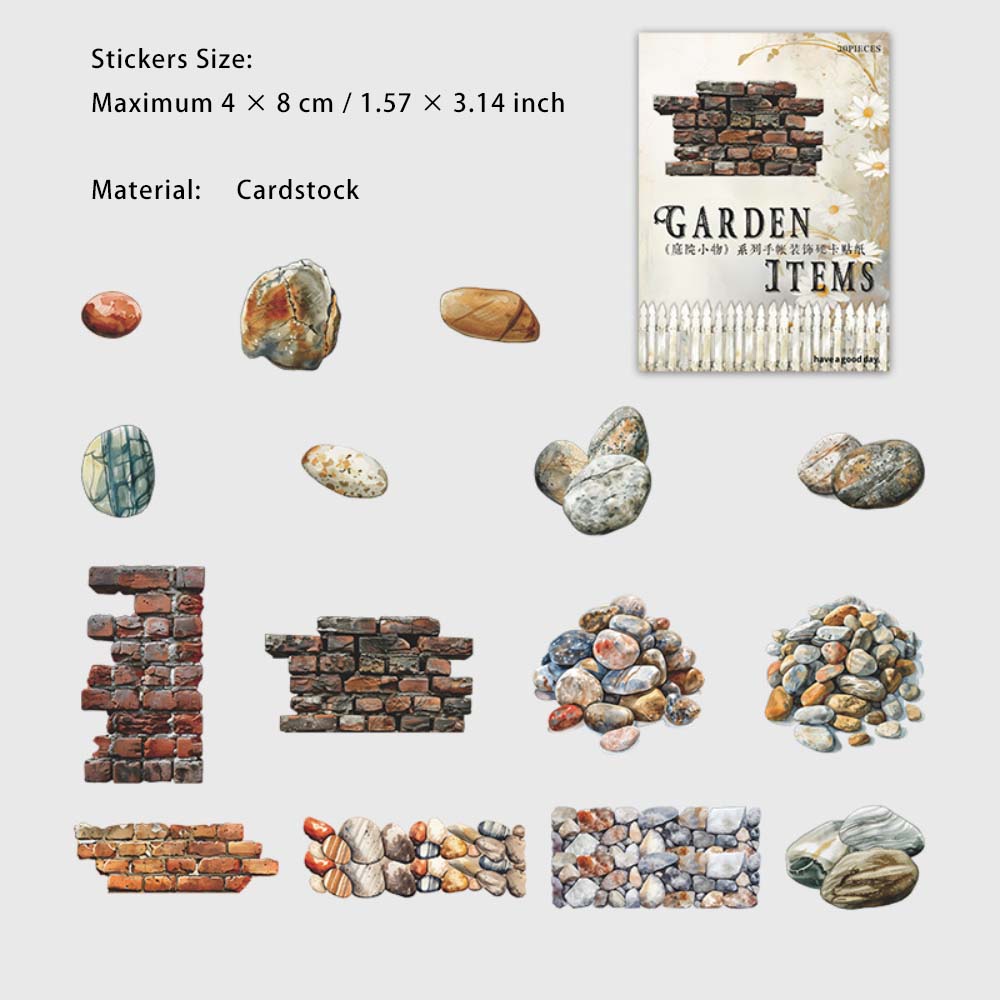 30 Pcs Yard Theme Cardstock Stickers TYXW