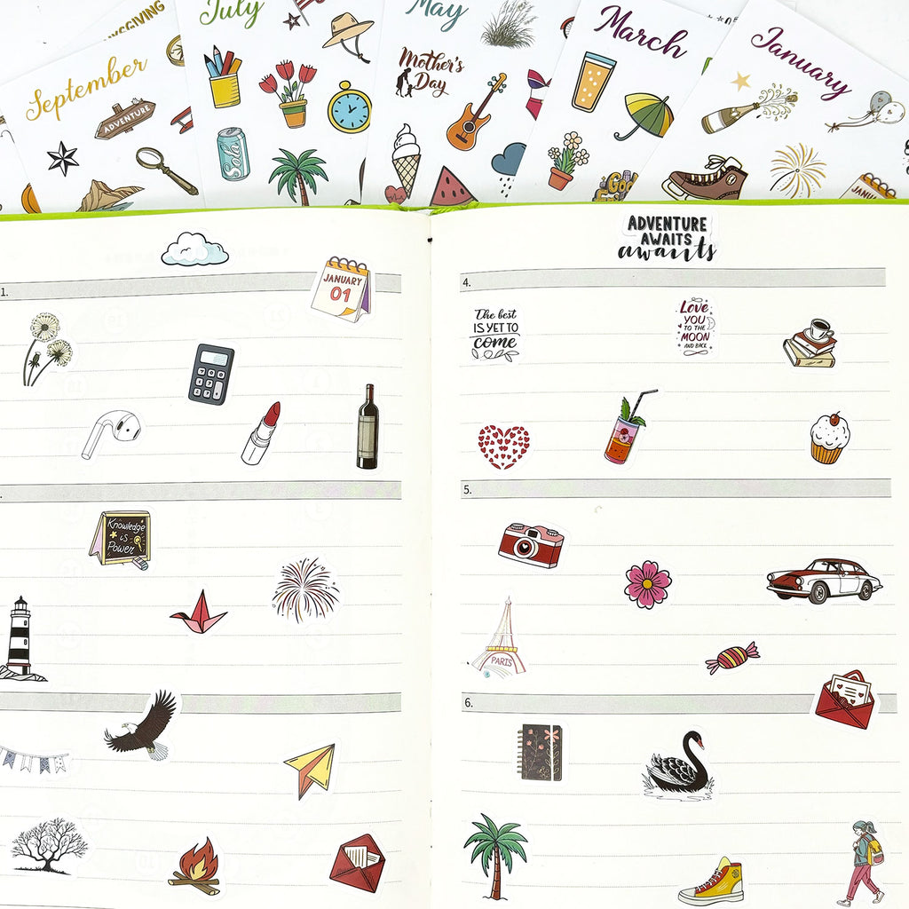 365+ Pcs Daily Planner Stickers, 6 Sheets