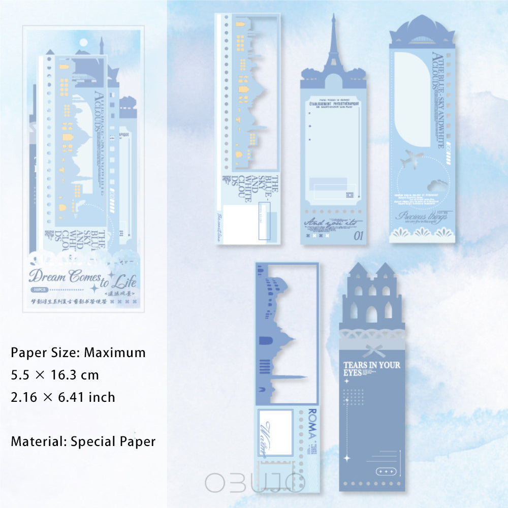 10 Pcs Cutout Bookmark Style Notepad Paper MYFS