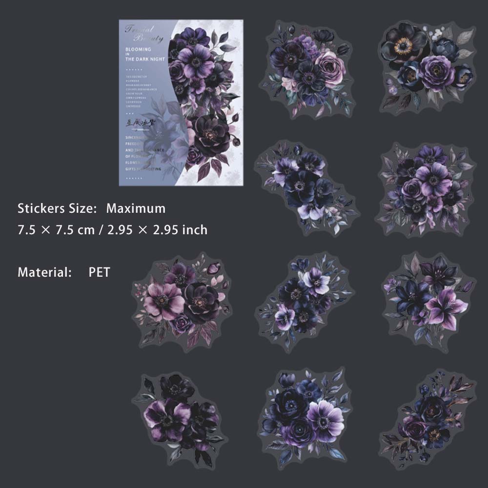 20 Pcs Gothic Flower PET Stickers AYZF