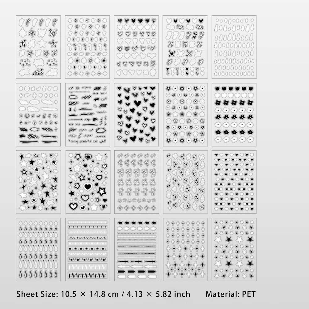 20 Sheet Cute Symbol PET Stickers Book XGDD