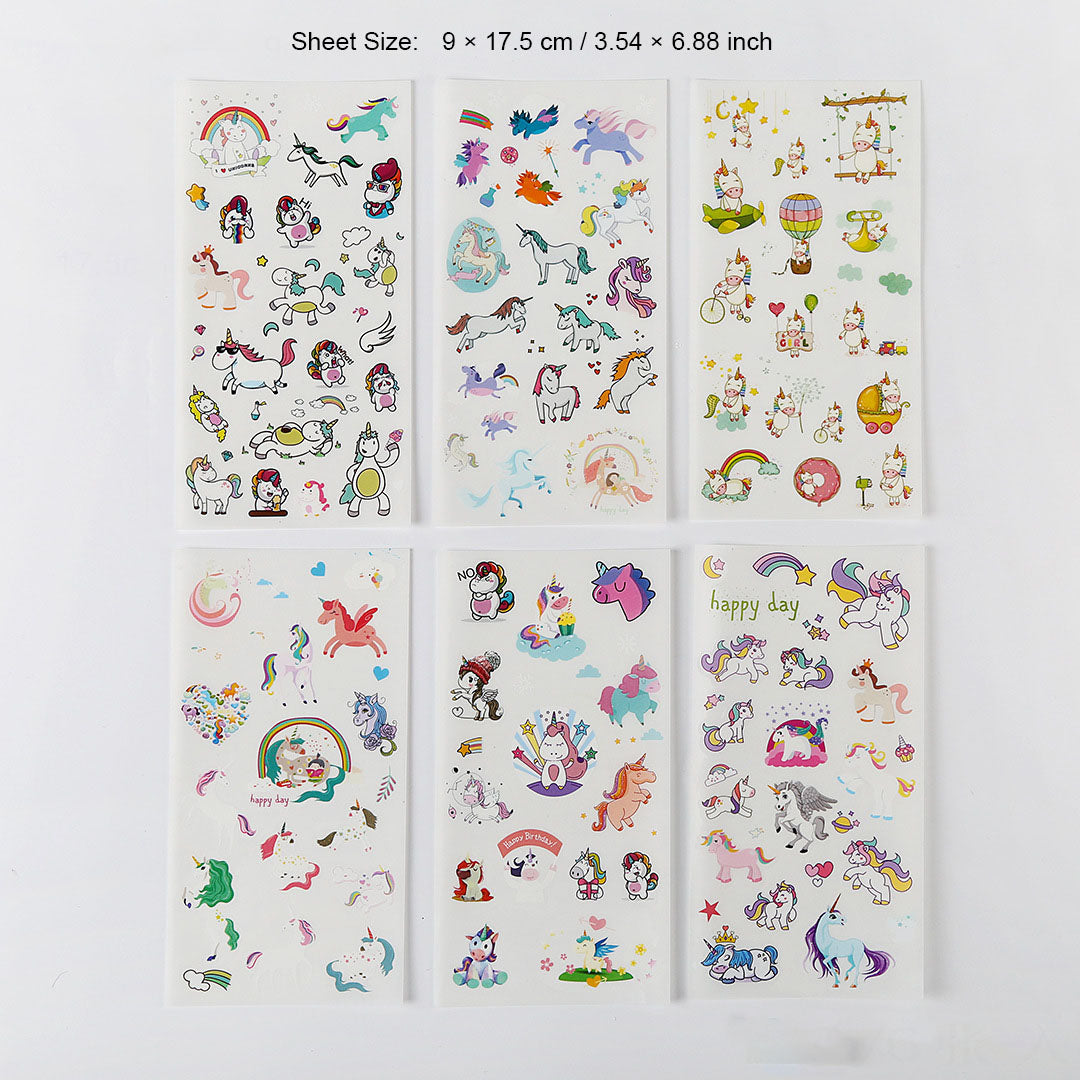 6 Sheets Unicorn Washi Stickers AGDJS