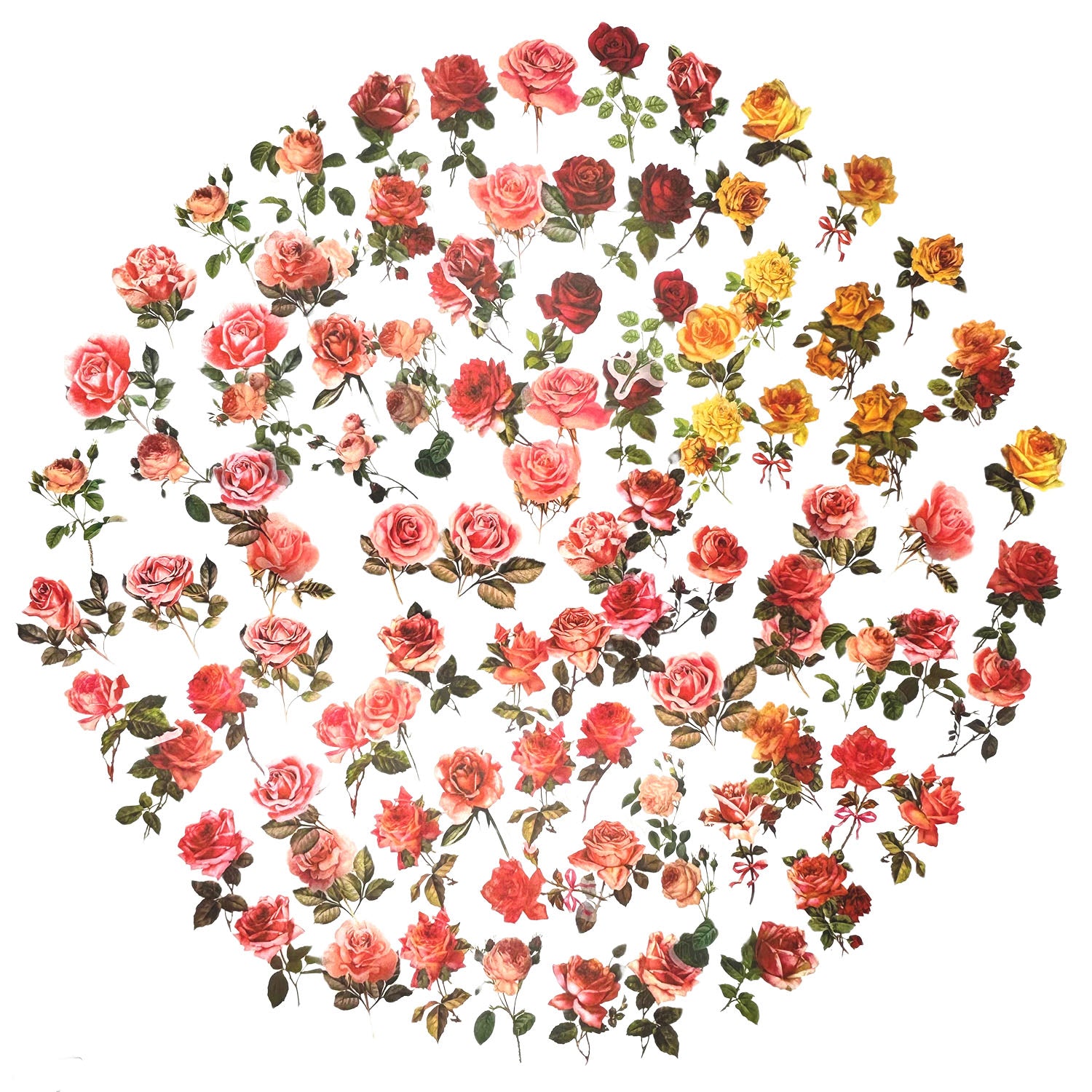 100 Pcs Classic Victorian Romantic Rose Garden Stickers