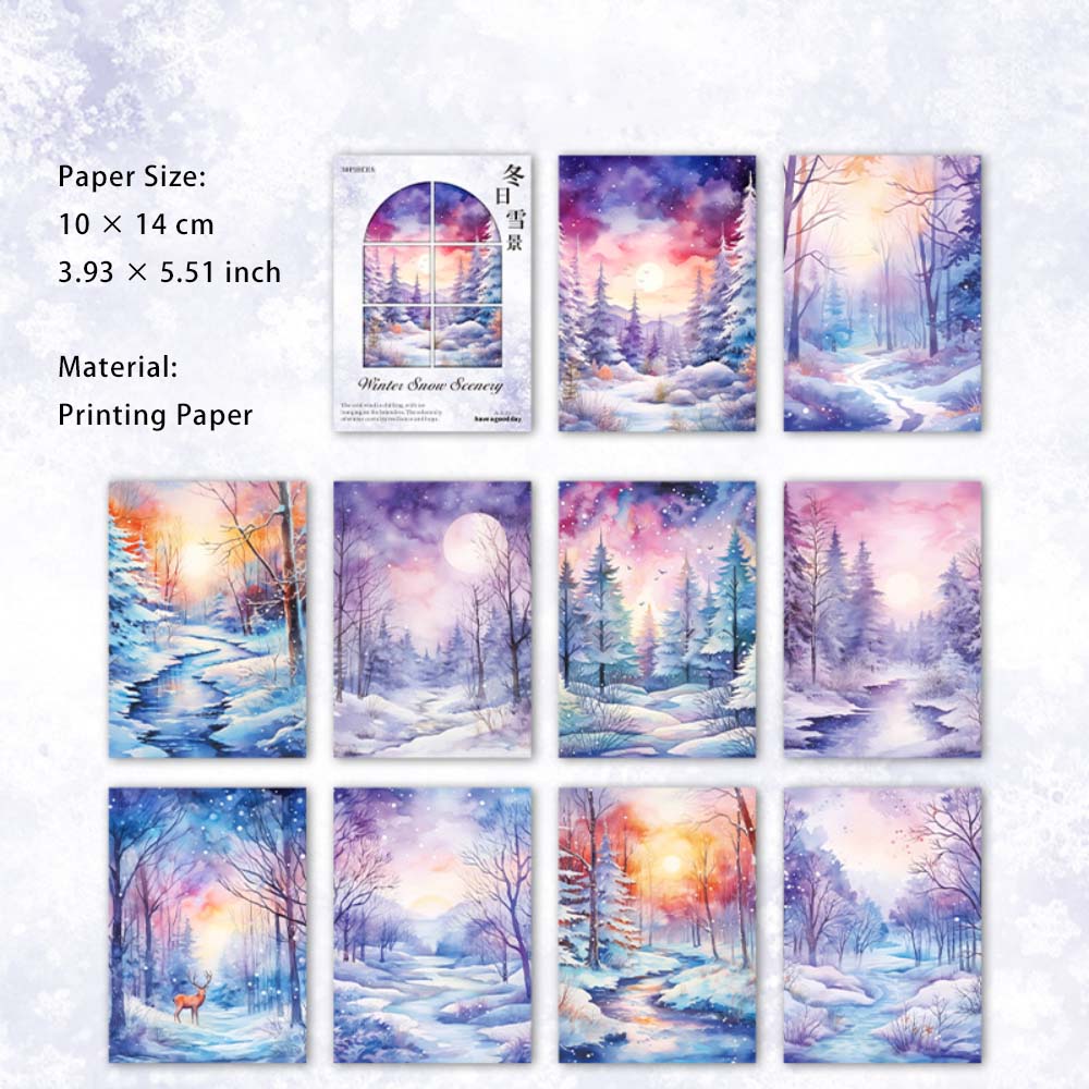 30 Sheets Snow Forest Scrapbook Paper DRXJ