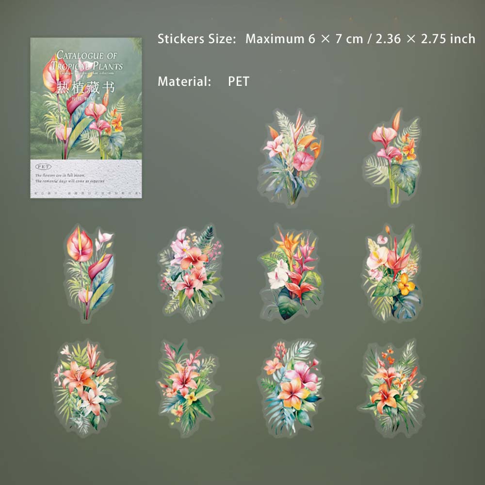 10 Pcs Flower Leaf PET Stickers RZCS
