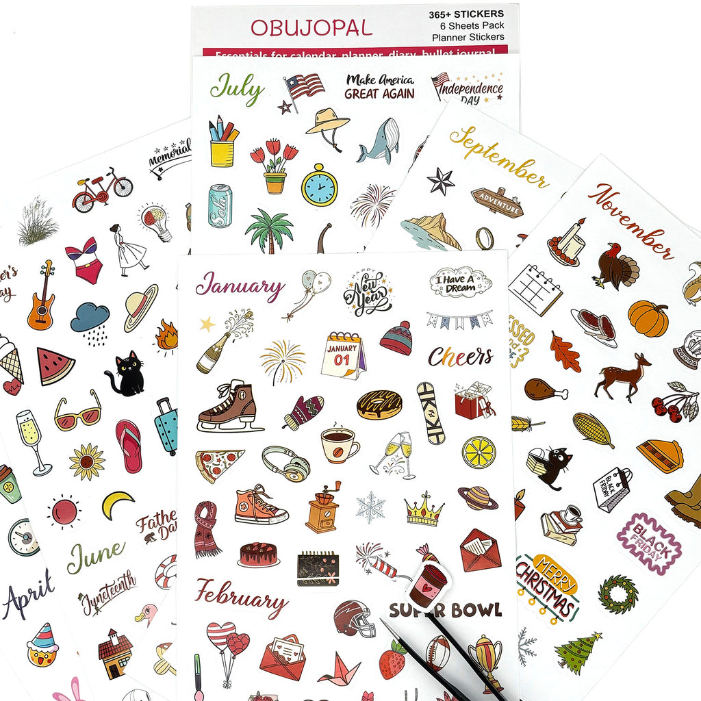 365+ Pcs Daily Planner Stickers, 6 Sheets